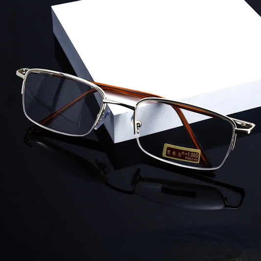 Premium Gold Half-Frame Blue Light Reading Glasses