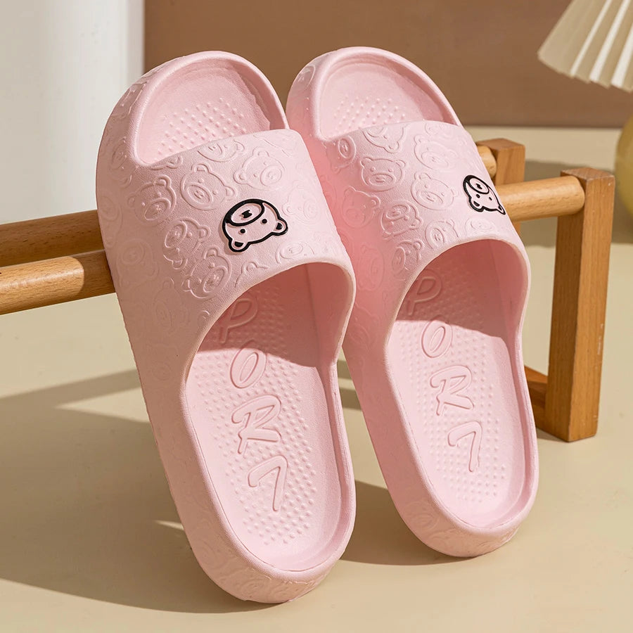 Little Bear Non-Slip Summer Slippers – Soft Indoor Couple Slides