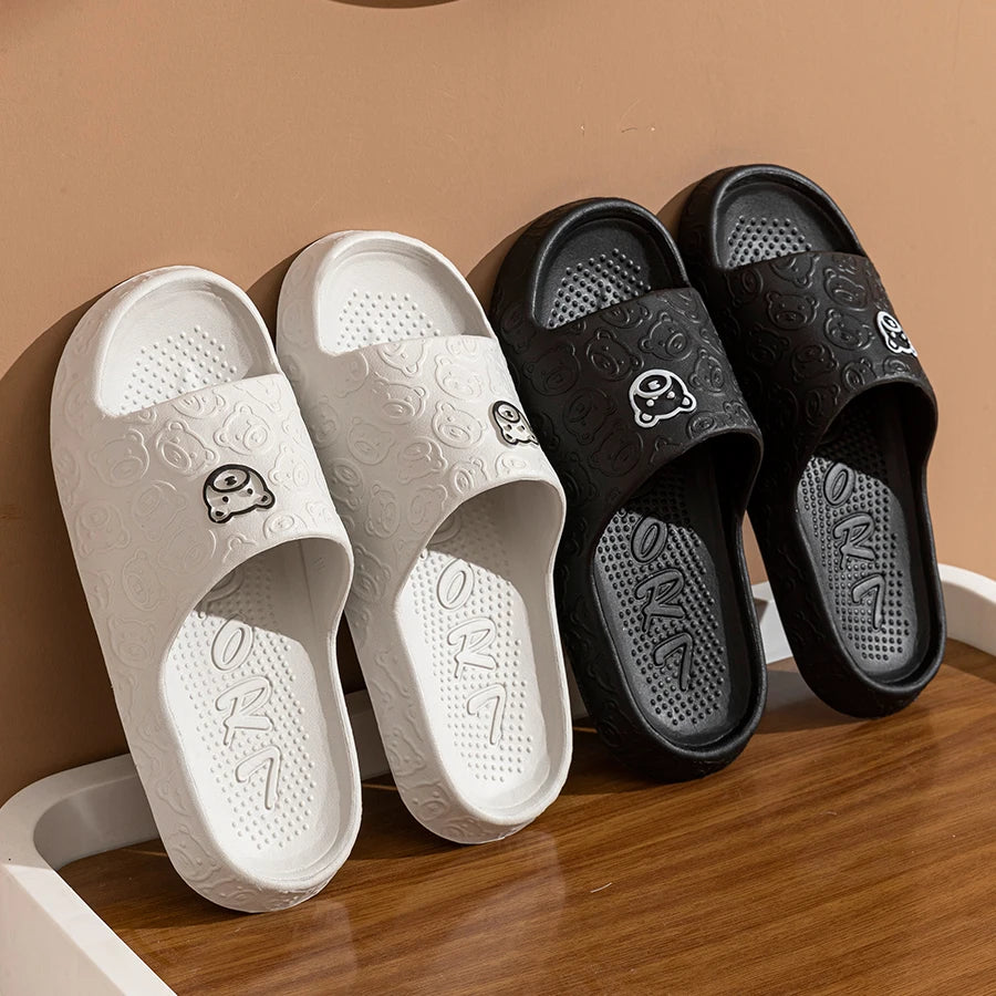 Little Bear Non-Slip Summer Slippers – Soft Indoor Couple Slides