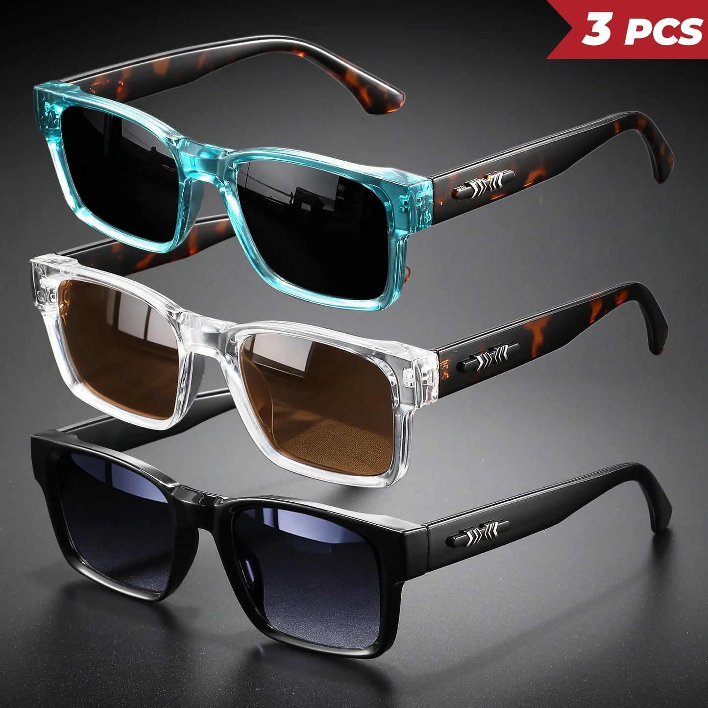Retro Punk Square Sunglasses 3PCS UV400