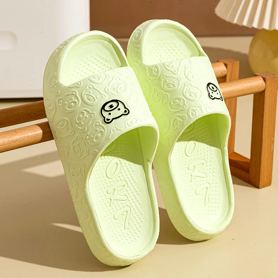 Little Bear Non-Slip Summer Slippers – Soft Indoor Couple Slides