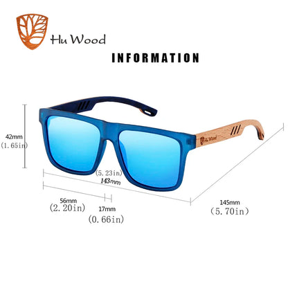 HU WOOD Square Polarized Sunglasses for Men UV400
