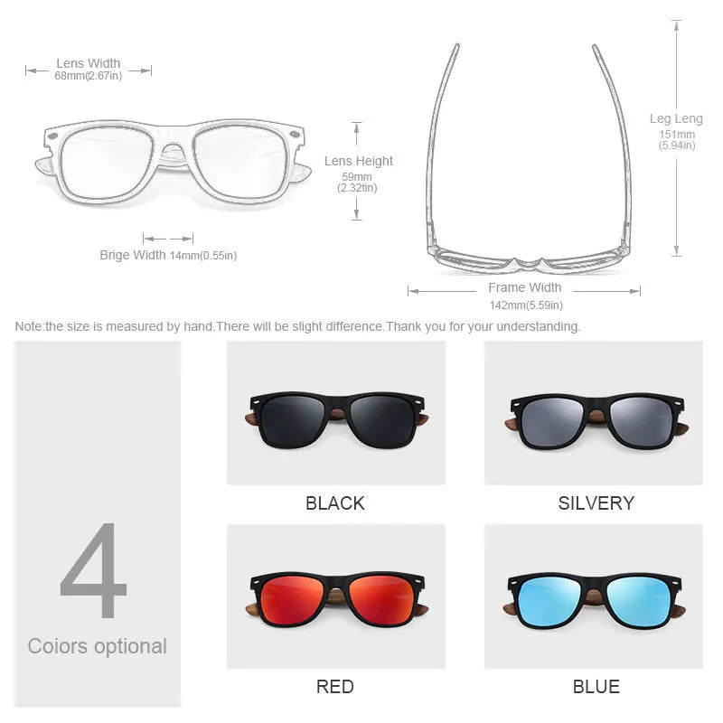 Natural Wooden Polarized Sunglasses Men UV400