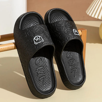 Little Bear Non-Slip Summer Slippers – Soft Indoor Couple Slides