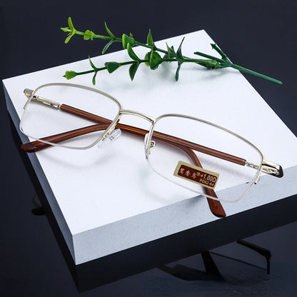 Premium Gold Half-Frame Blue Light Reading Glasses