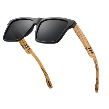 HU WOOD Square Polarized Sunglasses for Men UV400