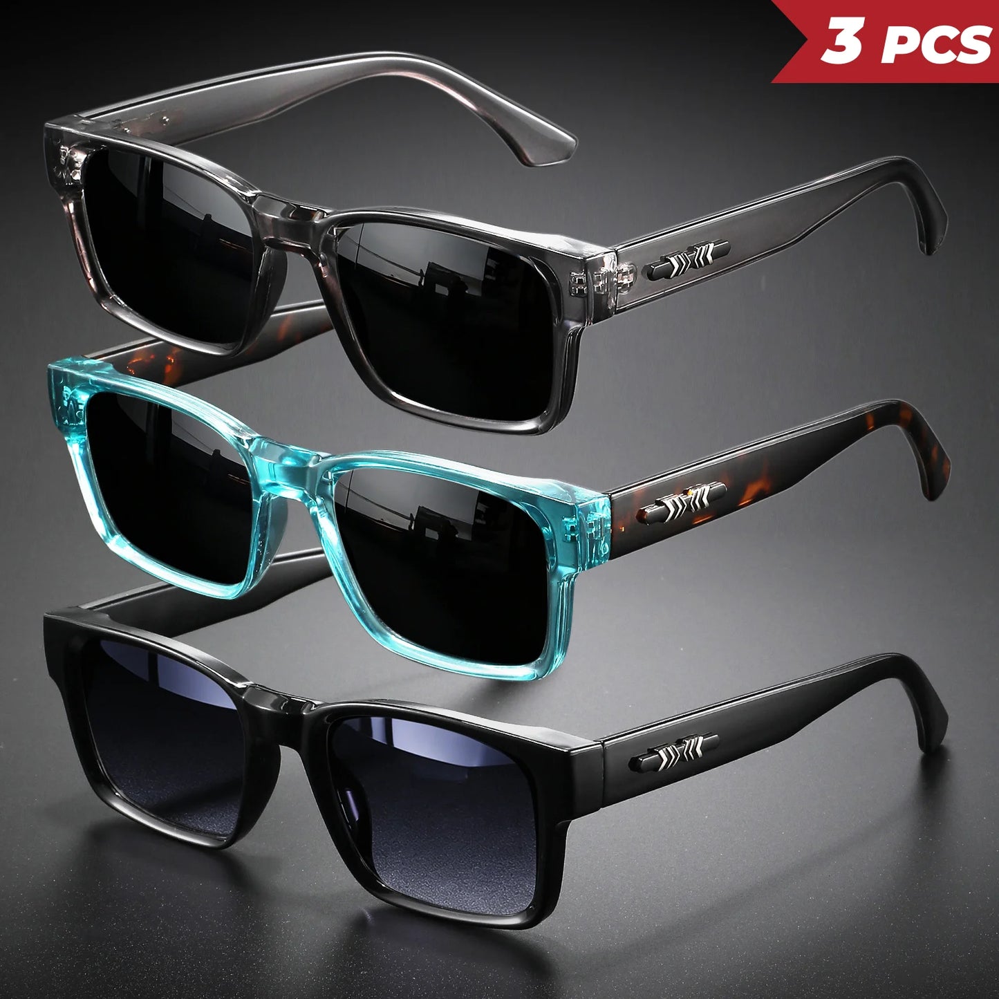 Retro Punk Square Sunglasses 3PCS UV400