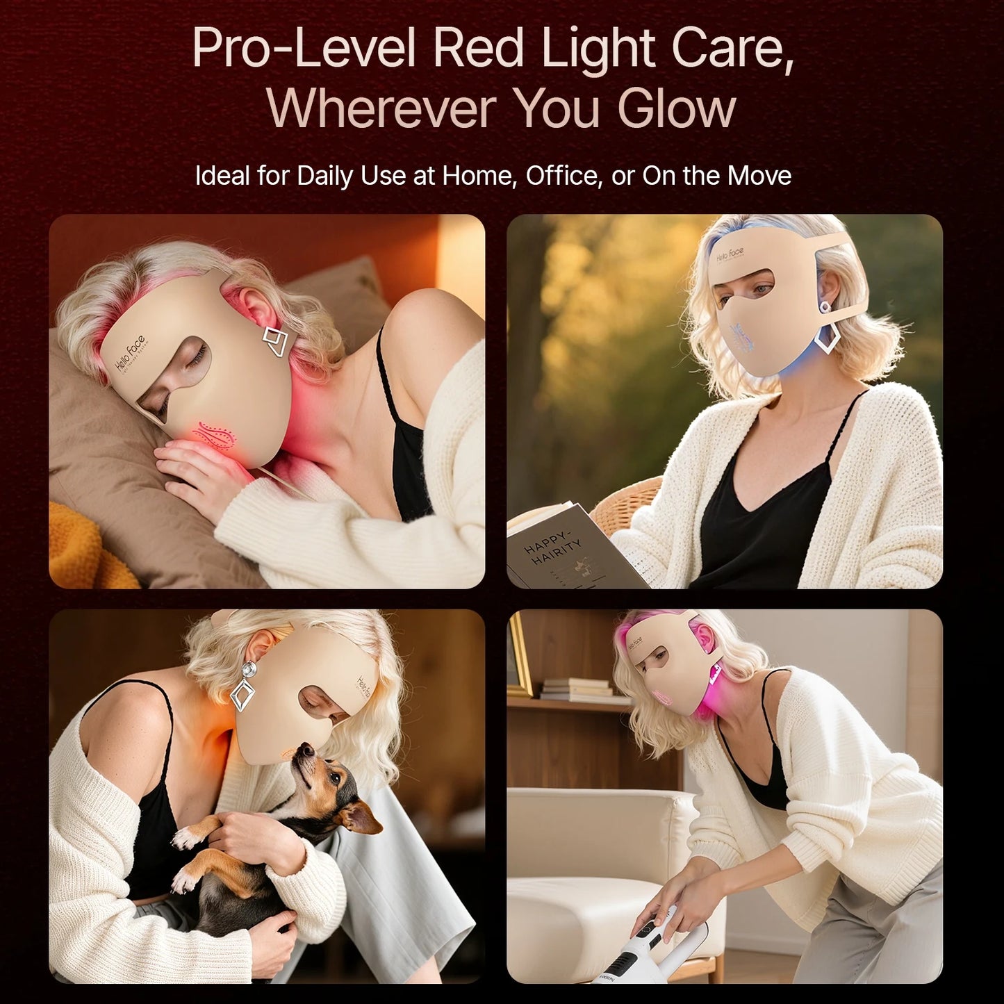 Hello Face M300 4D LED Therapy Mask – Anti-Aging & Acne Care Silicone Mask