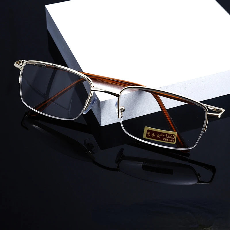 Premium Gold Half-Frame Blue Light Reading Glasses