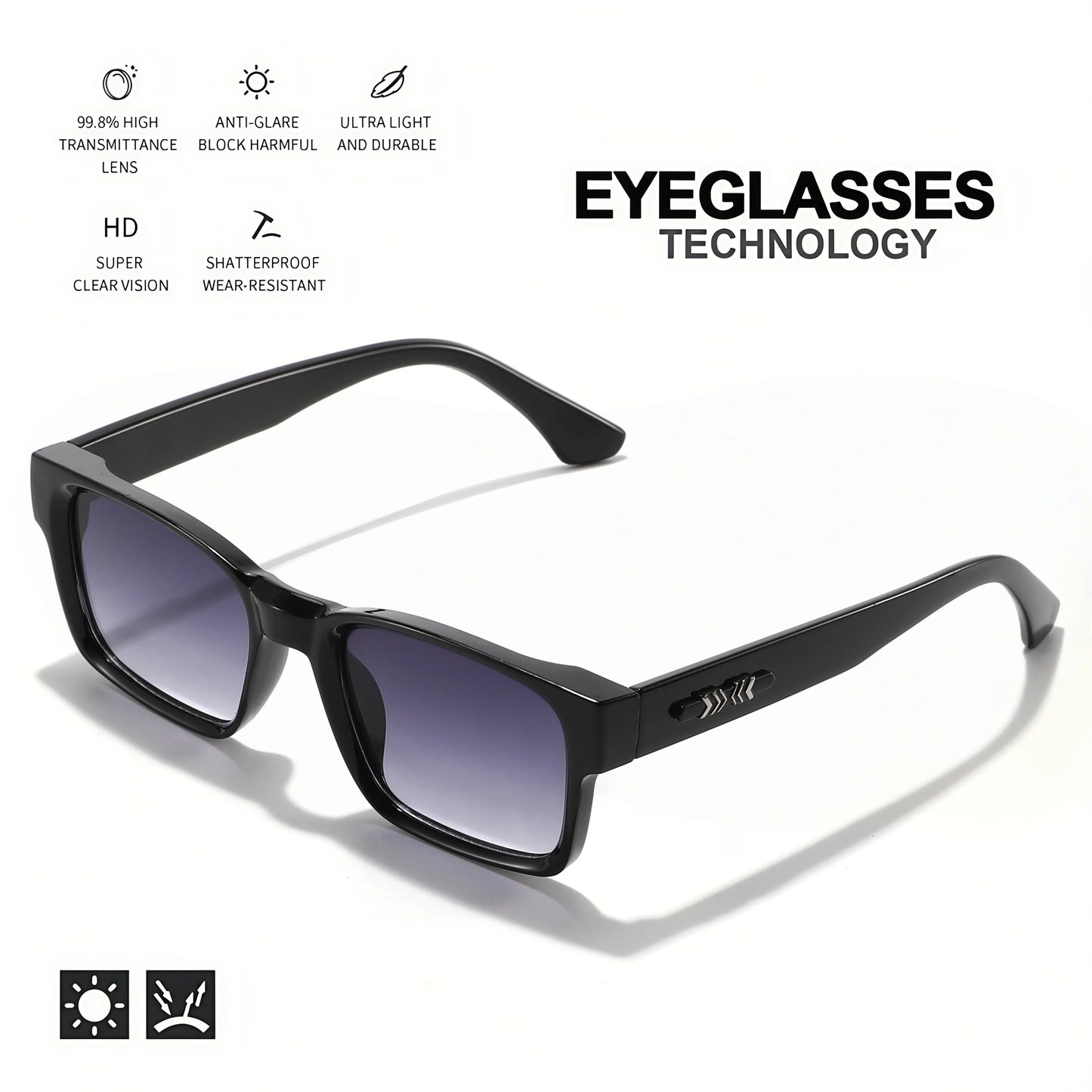 Retro Punk Square Sunglasses 3PCS UV400