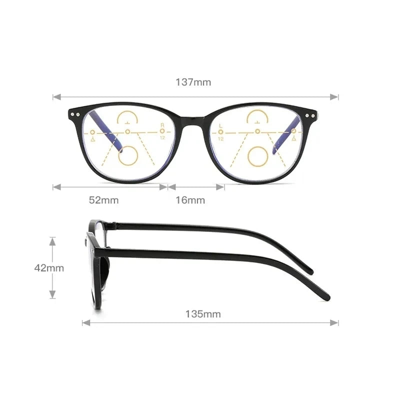 3-in-1 Progressive Multifocal Reading Glasses for Women +1.0 to +4.0
