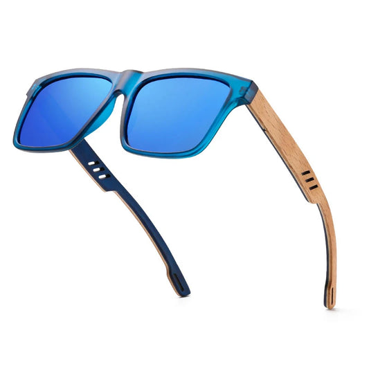 HU WOOD Square Polarized Sunglasses for Men UV400