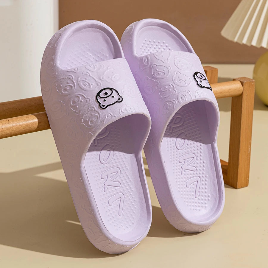 Little Bear Non-Slip Summer Slippers – Soft Indoor Couple Slides