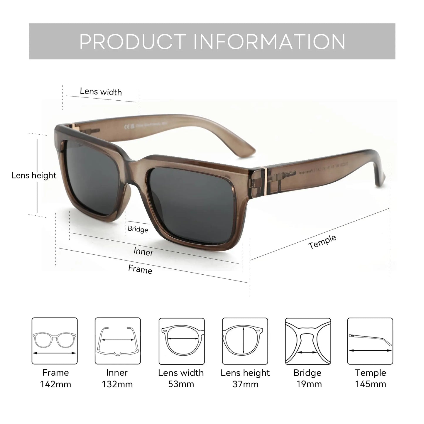 ZENOTTIC Retro Rectangle Polarized Sunglasses