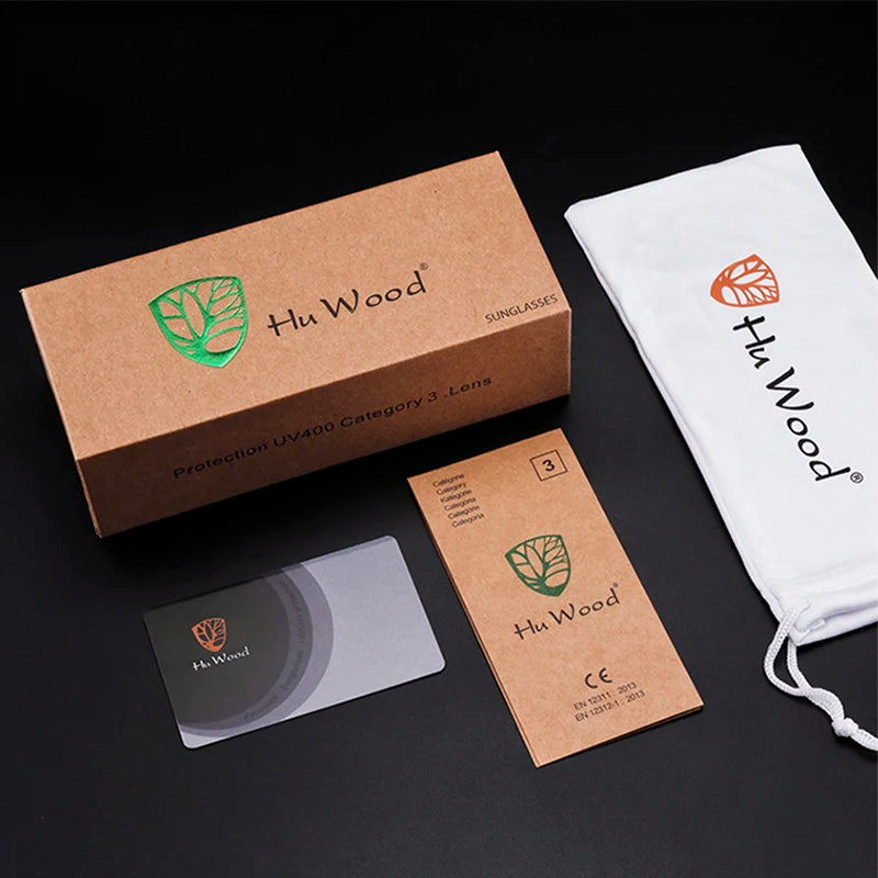 HU WOOD Square Polarized Sunglasses for Men UV400