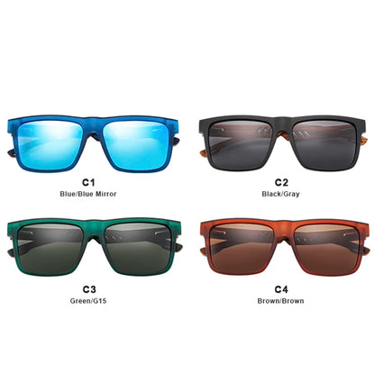 HU WOOD Square Polarized Sunglasses for Men UV400