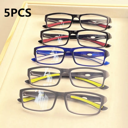5PCS Sport Style Non-Prescription Anti-Blue Light Reading Glasses – Rectangular PC Frame