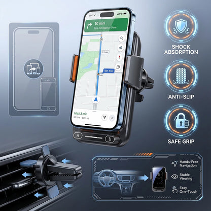 15W Wireless Car Phone Holder Charger – Auto-Sensing Fast Charging Mount