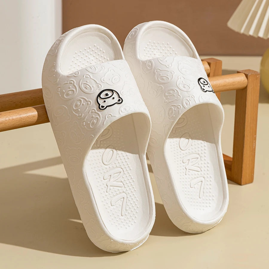 Little Bear Non-Slip Summer Slippers – Soft Indoor Couple Slides