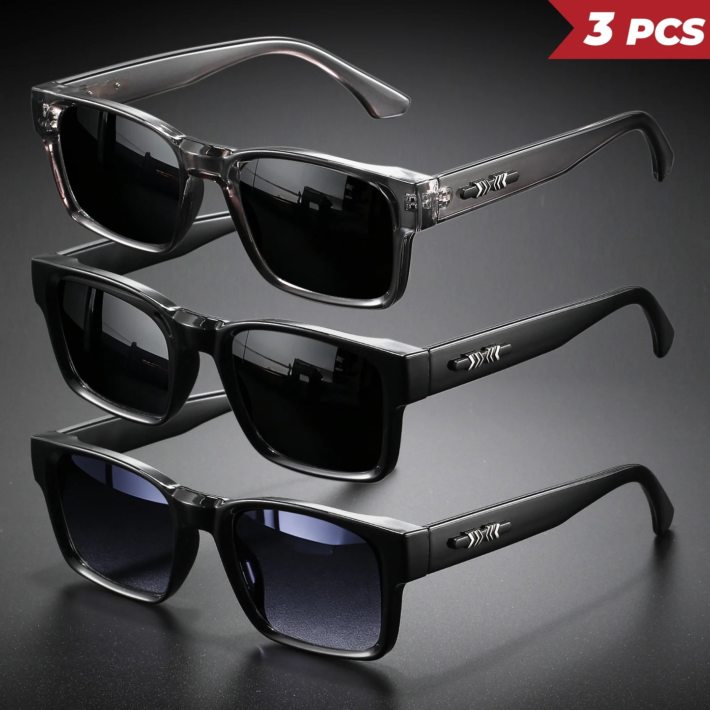 Retro Punk Square Sunglasses 3PCS UV400