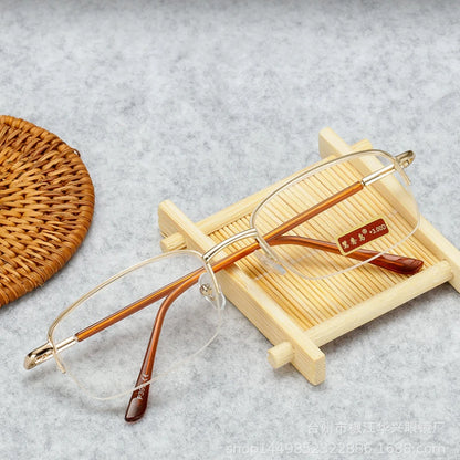 Premium Gold Half-Frame Blue Light Reading Glasses