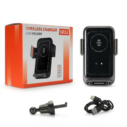 15W Wireless Car Phone Holder Charger – Auto-Sensing Fast Charging Mount
