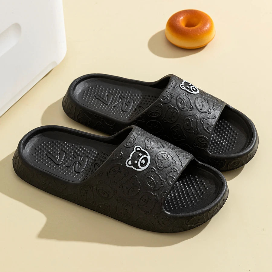 Little Bear Non-Slip Summer Slippers – Soft Indoor Couple Slides