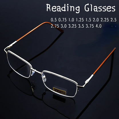 Premium Gold Half-Frame Blue Light Reading Glasses