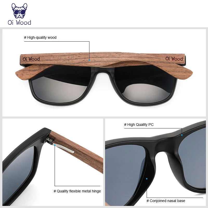 Natural Wooden Polarized Sunglasses Men UV400