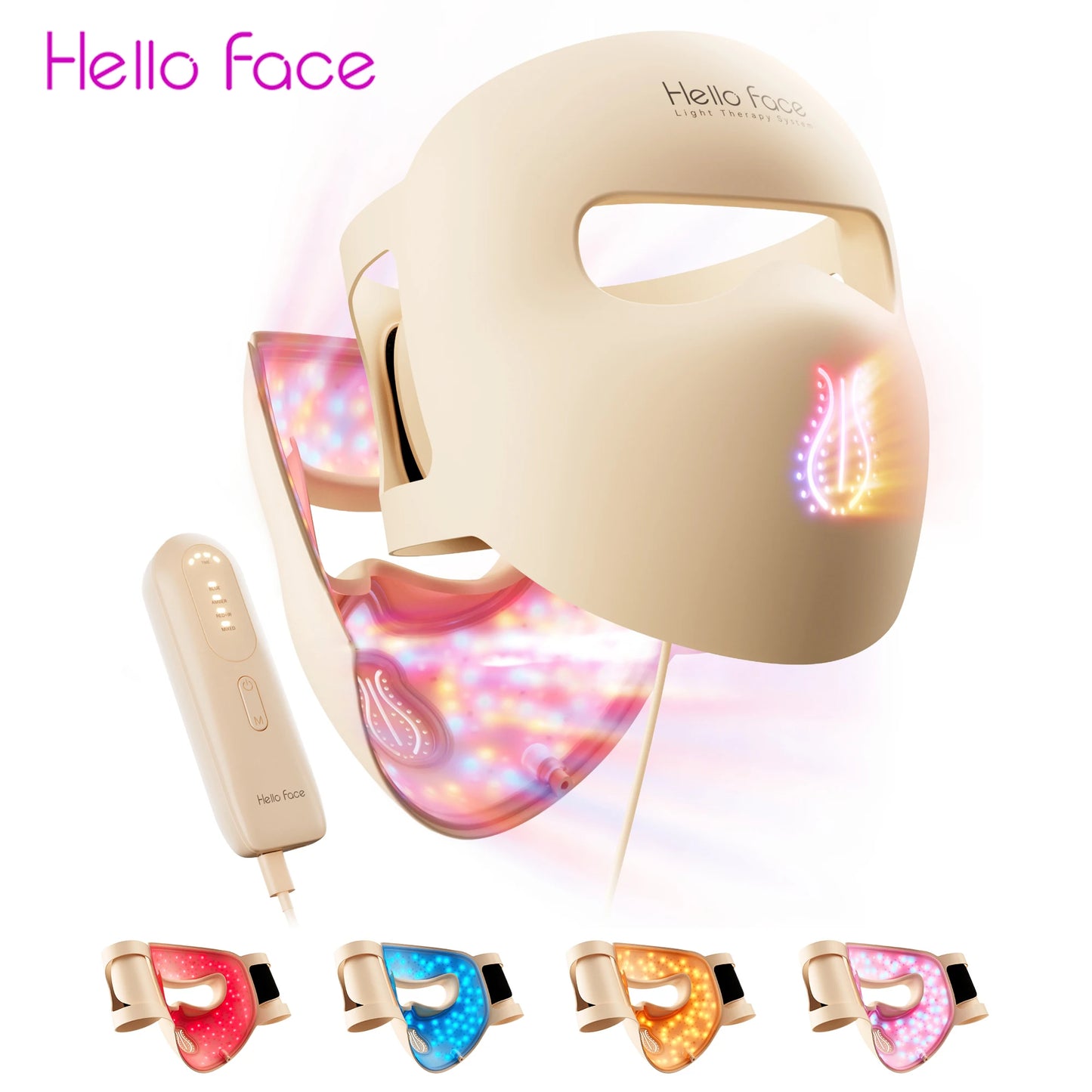Hello Face M300 4D LED Therapy Mask – Anti-Aging & Acne Care Silicone Mask